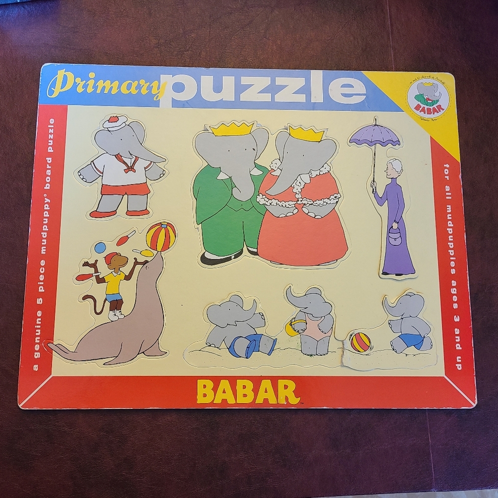 Vintage Babar Board Puzzle Used Condition
